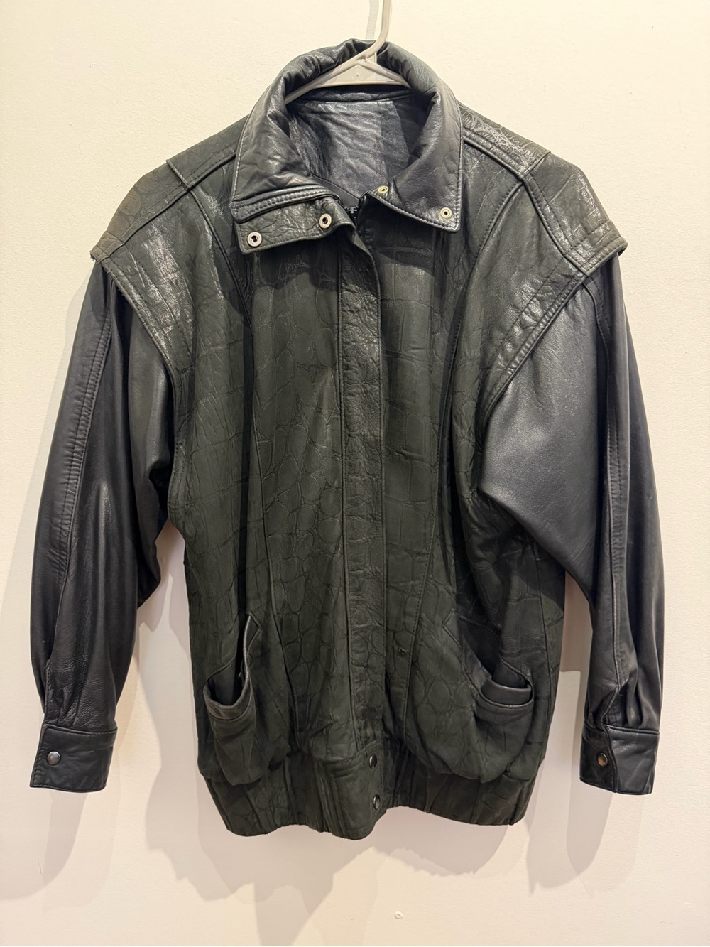 Vintage Neiman Marcus Black Leather Textured Jacket — Size 4